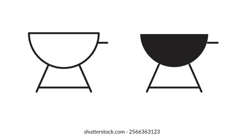Grill icons in line stroke and flat versions
