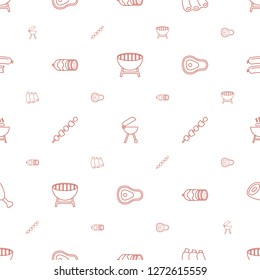 grill icons pattern seamless white background. Included editable line barbecue, bbq, sausage, kebab, beef, barbeque icons. grill icons for web and mobile.