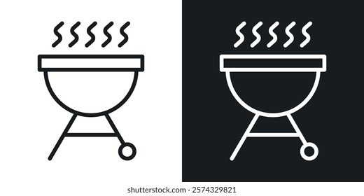 Grill icons in thin black and white stroke liner style