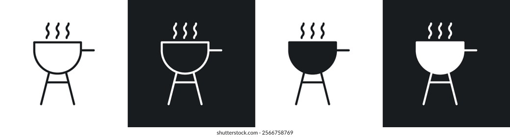 Grill icons in Thin line black color. flat simple vector symbols illustration.