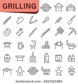 Iconos de la parrilla. Vector de la parrilla iconos aislados. Parrilla de barbacoa. Todo para la parrilla. EPS 10.