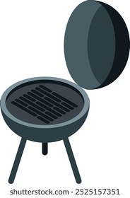 Grill isometric icon. Picnic barbecue color symbol