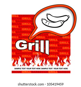 Grill label design. Grill fish stickers.