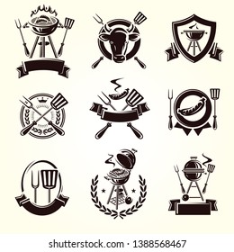 Grill labels and elements set. Collection icon grill. Vector