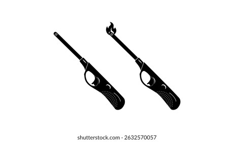 Grill Lighter symbol , black isolated silhouette