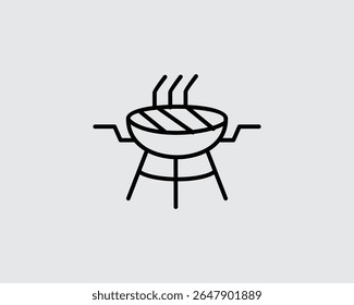 Grill Line Icon. BBQ Roaster. Charcoal Grill Sign and Symbol. Barbecue