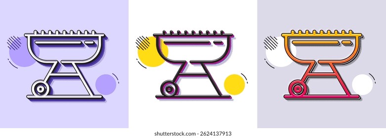Grill line icon. Halftone dotted pattern. Gradient icon with grain shadow. Barbecue cooker for cooking food sign. Meat brazier symbol. Line grill icon. Various designs. Vector