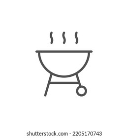 Grill line icon, outline vector sign, linear style pictogram isolated on white. Bbq symbol, logo illustration. Editable stroke.
