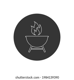 Grill Line Icon Vector Illustration In Flat Style