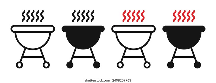 Grill line iconicon vector collection in outlined and solid style