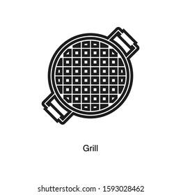 Grill linear icon vector on white background. Black icon illustration