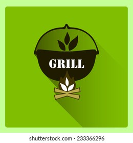 Grill logo badge and label. Vector. For your design.