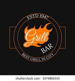 Grill logo design on dark background eps 10 vector illustration
