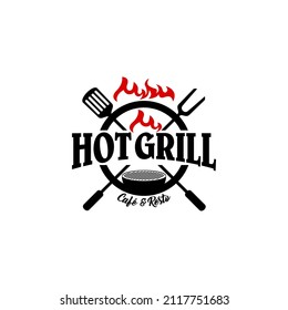 Grill Logo Design Vector. All You Can Eat Restaurant Business Logo Design Concept