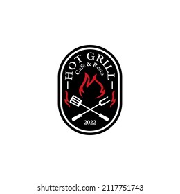 Grill Logo Design Vector. All You Can Eat Restaurant Business Logo Design Concept