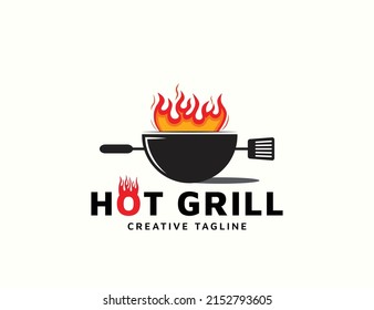 Grill logo with fire design