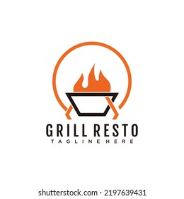 Ilustración del logotipo de parrilla con vector de diseño creativo premium 