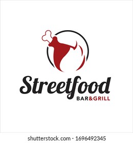 grill logo simple roasted meat and bar, design template graphic inspiration