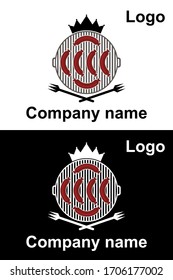 Grill logo template. Barbecue logo.  Barbecue restaurant - logo concept. Retro vintage barbecue grill. Vector illustration.