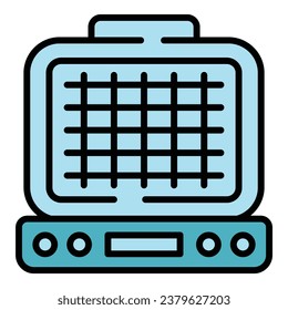 Grill maker icon outline vector. Iron machine. Baking recipe color flat