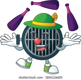 Grill mascot cartoon design playing Juggling on circus. Vector illustration