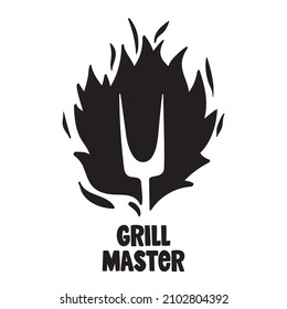 Grill master Hand drawn label or logo. Vector Doodle illustration.