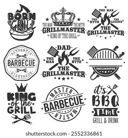 Grill Master Ilustración Clip Diseño de arte Forma. Barbacoa BBQ Hombre Silueta Icon Vector.