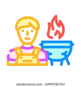 grill master restaurant chef color icon vector. grill master restaurant chef sign. isolated symbol illustration