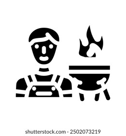 grill master restaurant chef glyph icon vector. grill master restaurant chef sign. isolated symbol illustration