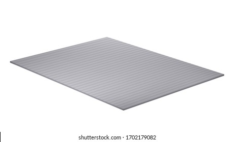 Grill Mat For Install BBQ Appliance Vector. Concrete Or Metallic Material Flooring List Or Covering Ground Accessory For Locate Bbq Equipment. Template Realistic 3d Illustration