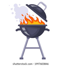 grill meat in a barbecue grill. flat vector illustration.