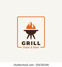 Grill meat restaurant Logo design vector template.
Hot fire flame symbol