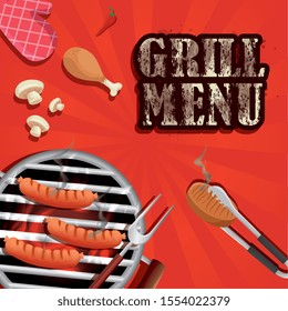 grill menu with delicious food vector illustration design