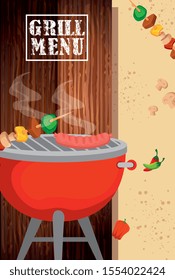 grill menu with delicious food vector illustration design