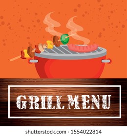 grill menu with delicious food vector illustration design