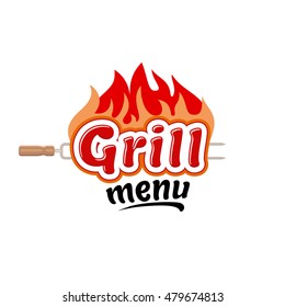 Grill menu logo emblem, badge, icon vector