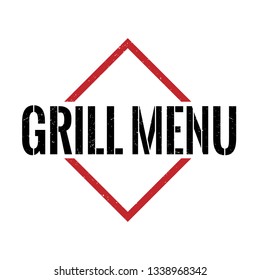 grill menu red black triangle grungy rubber stamp