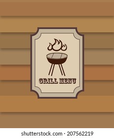 Grill menu retro banner design. BBQ food restaurant vintage poster design. Food and drink concept. 