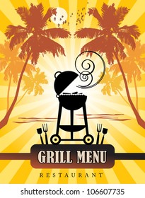 Grill Menu tropical, vector illustration