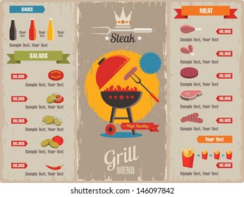 grill menu, vector background