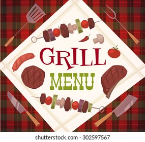 Grill menu. Vector illustration.