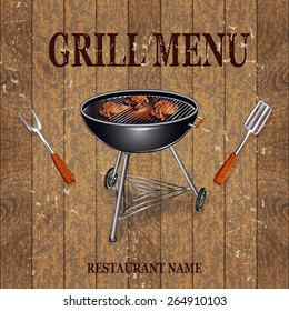 Grill Menu vintage  banner.