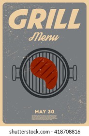 Grill menu. Vintage poster