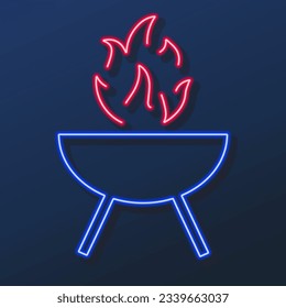 grill neon sign, modern glowing banner design, colorful modern design trends on black background. Vector illustration.