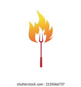 grill on a fire logo identity. Barbeque food or grill design template.