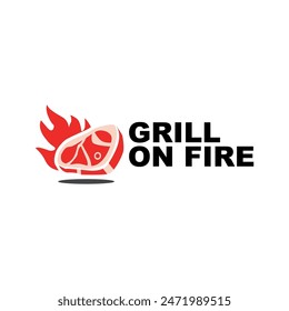 ILUSTRACIÓN VECTORIAL CON EL LOGO DE GRILL ON FIRE