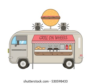 Grill on wheels.Burger car.Kitchen on wheels
