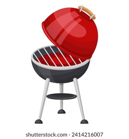 grill with an open lid on the side. Vector illustration on a white background