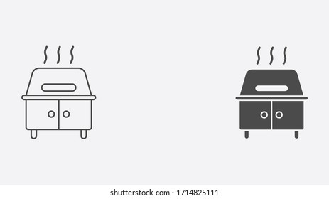 Grill outline and filled vector icon sign symbol