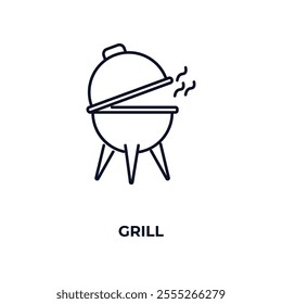  grill  outline icon. Linear vector from food concept. Thin line  grill  icon isolated on white background